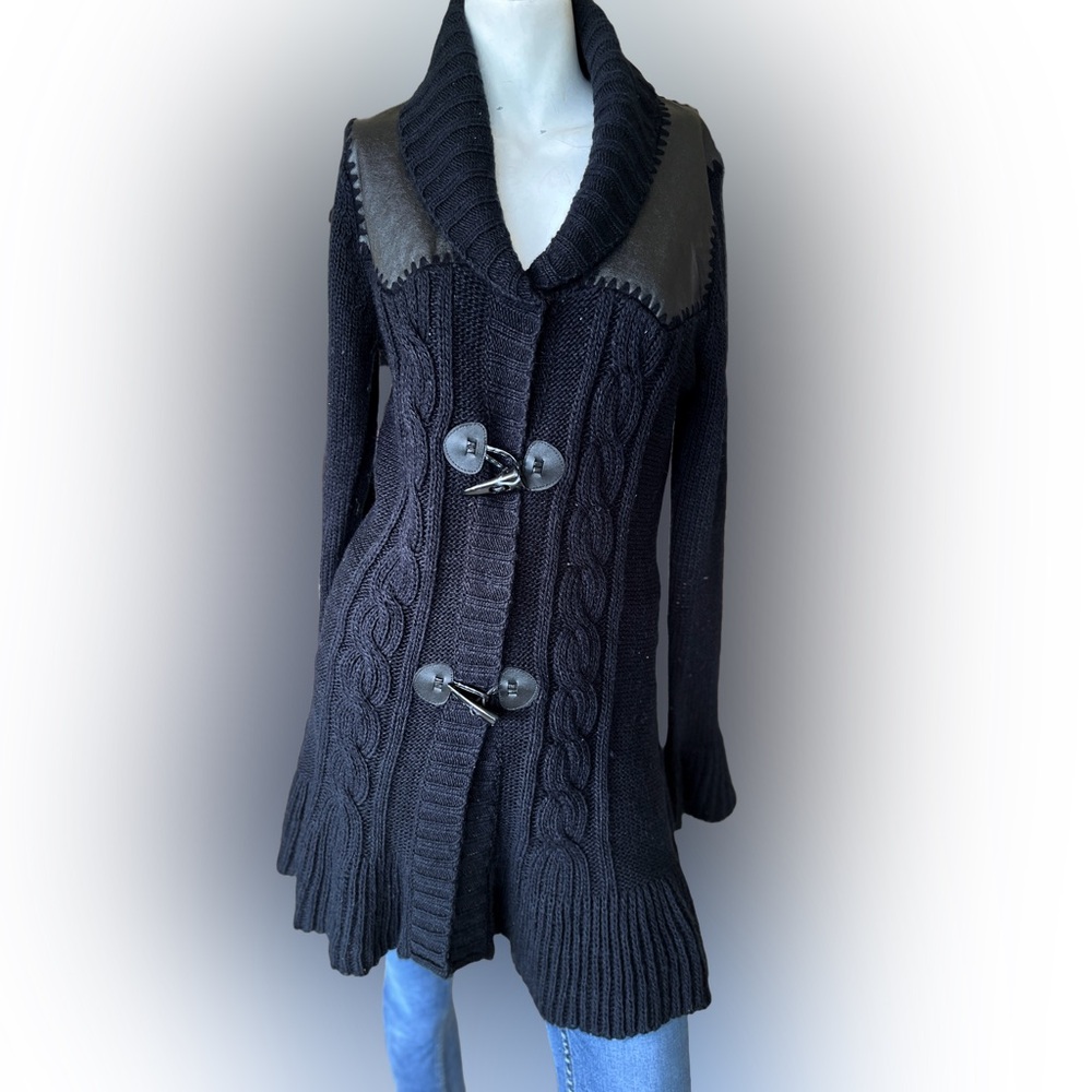 Milano Black Cable Knit Toggle Coat – Size Small